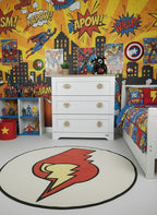 Superhero drawer knobs in kids bedroom - oak handles on furniture lifestyle photo nursery decor
