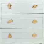 Space drawer knobs close-up front view - Astronaut Planet Shooting star Alien spaceship Rocket Earth