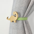 Dinosaur curtain tieback right side view - Brachiosaurus oak tieback for kids