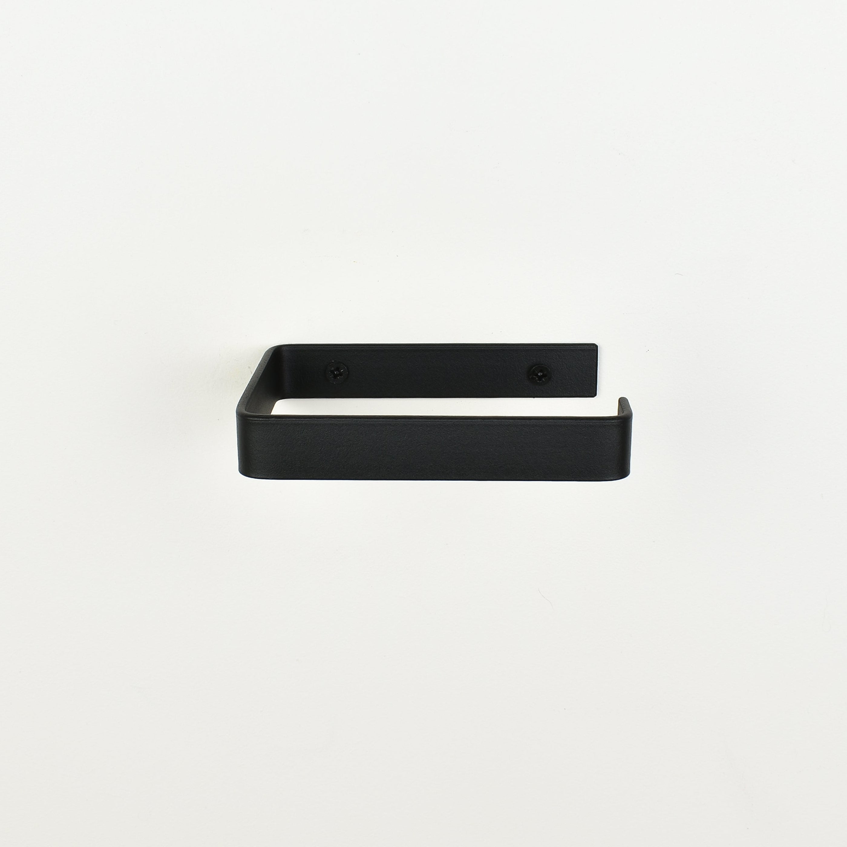 Black metal toilet roll holder front view bathroom accessories 