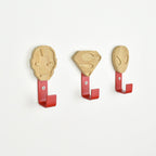 Superhero wall hooks - ironman superman spiderman oak nursery decor for kids bedroom
