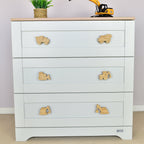 Construction vehicle drawer knobs front view - Dump truck Cement truck Bulldozer Tractor Excavator Crane oak nursery decor