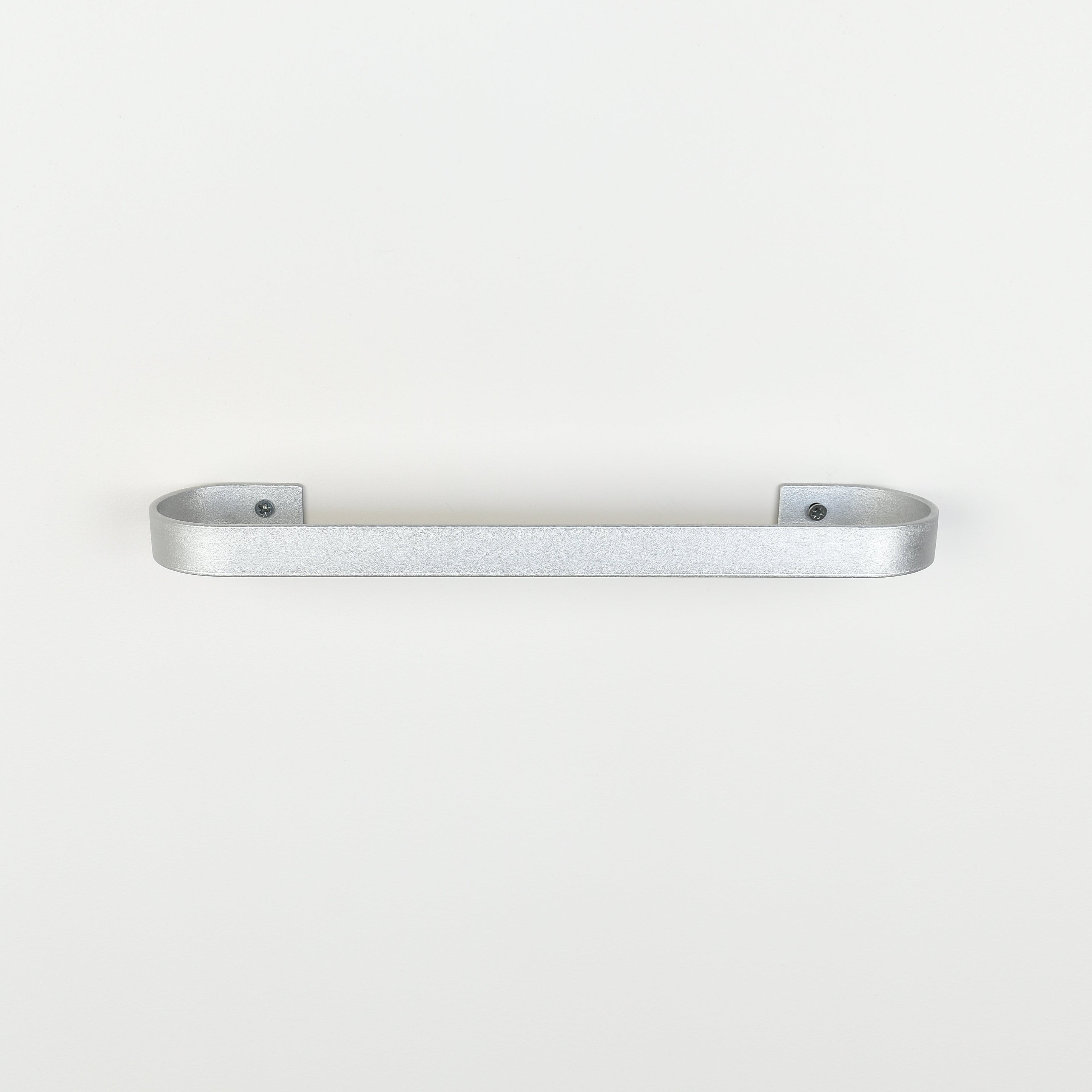 silver metal towel rack on a white background