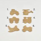 Vehicle wall hooks - 6 designs numbered reference guide tractor helicopter monster truck train airplane motorbike 