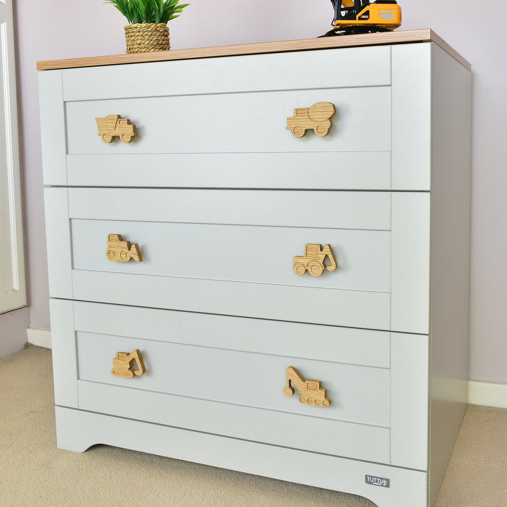 Construction vehicle drawer knobs right angle - Dump truck Cement truck Bulldozer Tractor Excavator Crane wooden handles