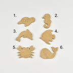 Ocean animal wall hooks - 6 designs numbered reference guide turtle seahorse dolphin angelfish crab whale