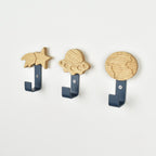 Space wall hooks - shooting star alien ship earth oak nursery hooks for kids