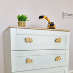 Construction vehicle drawer knobs left angle - Dump truck Cement truck Bulldozer Tractor oak handles for kids