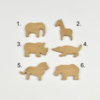 Safari animal wall hooks - 6 designs numbered reference guide elephant giraffe lion hippo crocodile rhino