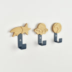 Space wall hooks side angle - shooting star alien space ship earth oak nursery decor