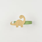 Dinosaur curtain tieback front view - Brachiosaurus oak tieback for kids