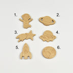 Space wall hooks - 6 designs numbered reference guide astronaut planet shooting star alien ship rocket earth