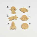 Space drawer knobs - 6 designs numbered reference guide Astronaut Planet Shooting star Alien spaceship Rocket Earth