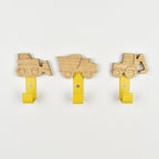Construction wall hooks front view - bulldozer dump truck tractor wooden hooks for children's room