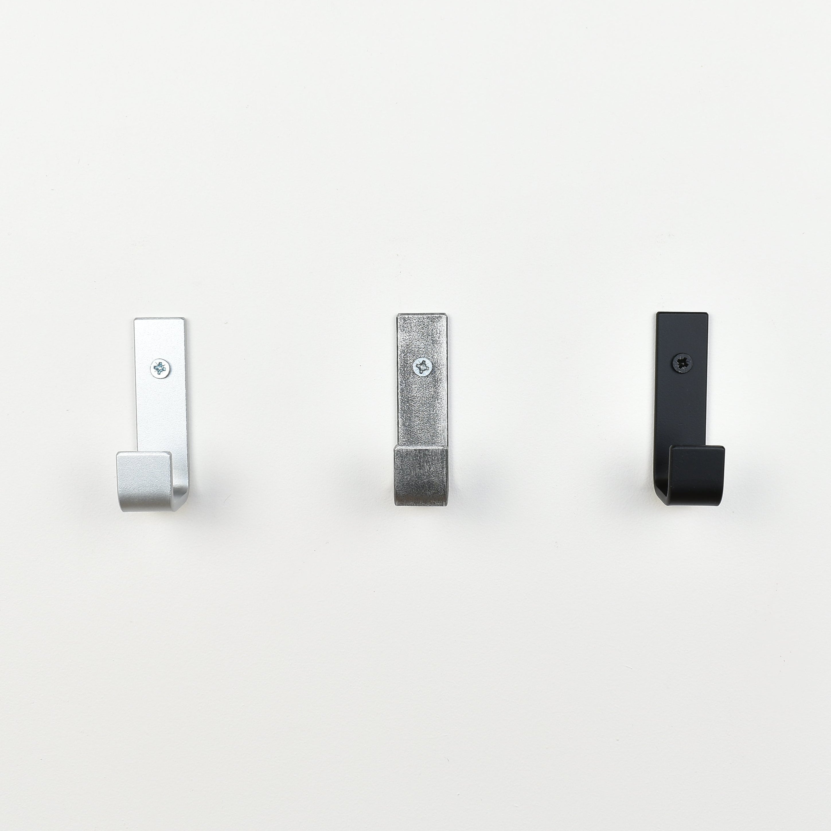 Steel wall hook front view -industrial metal coat hook for modern interior