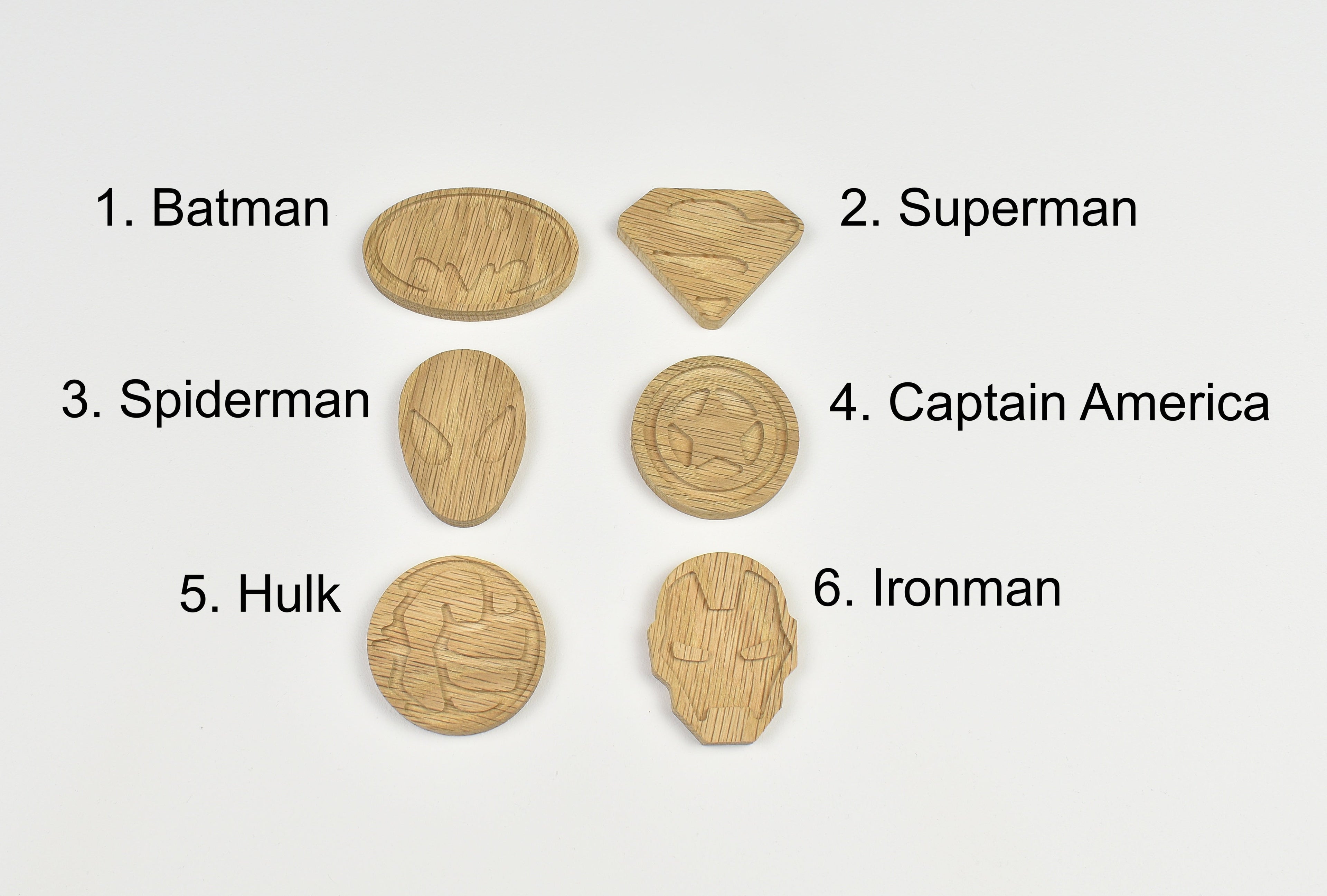 Superhero curtain tiebacks - 6 designs numbered reference guide 