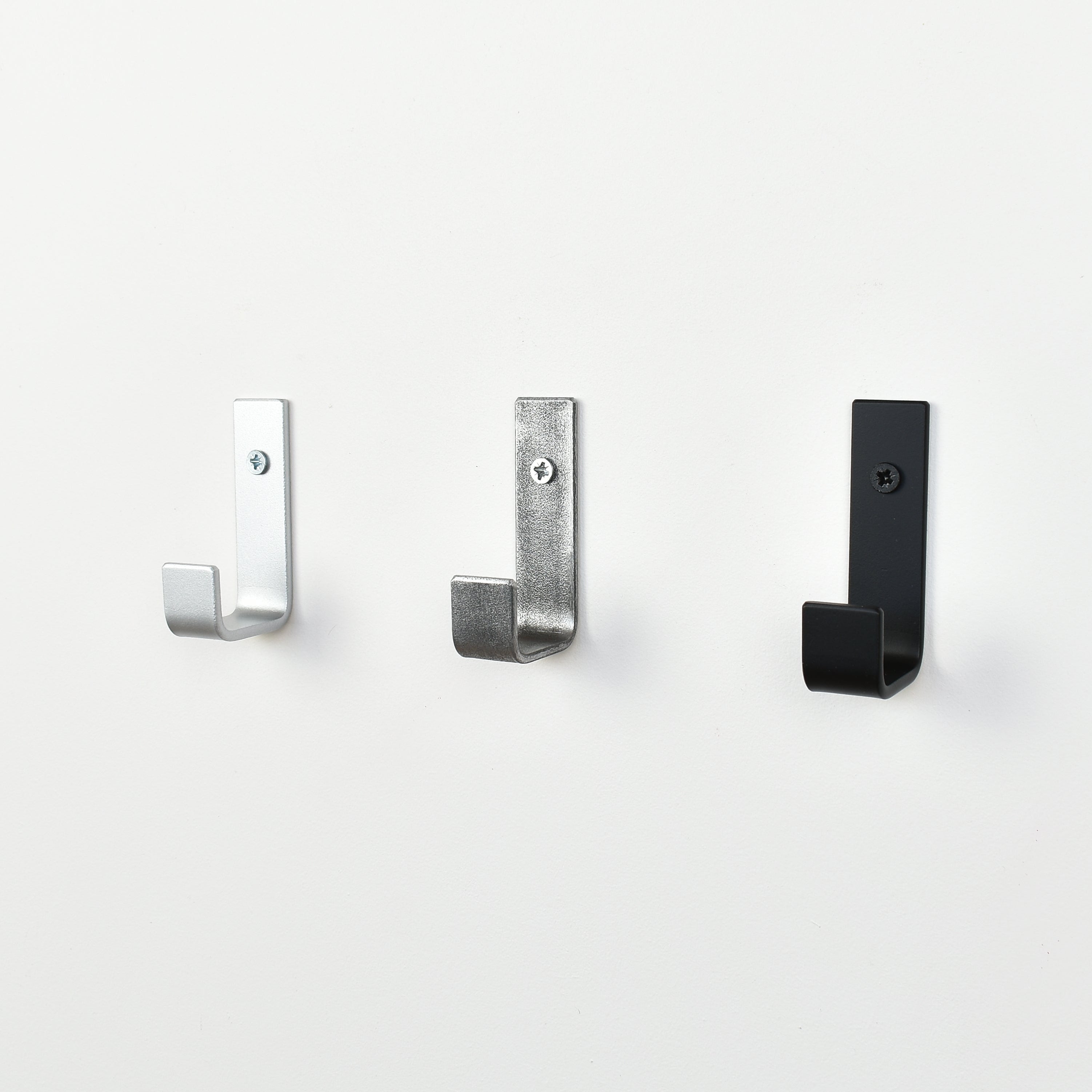 Metal wall hook right side view - steel construction black pewter silver