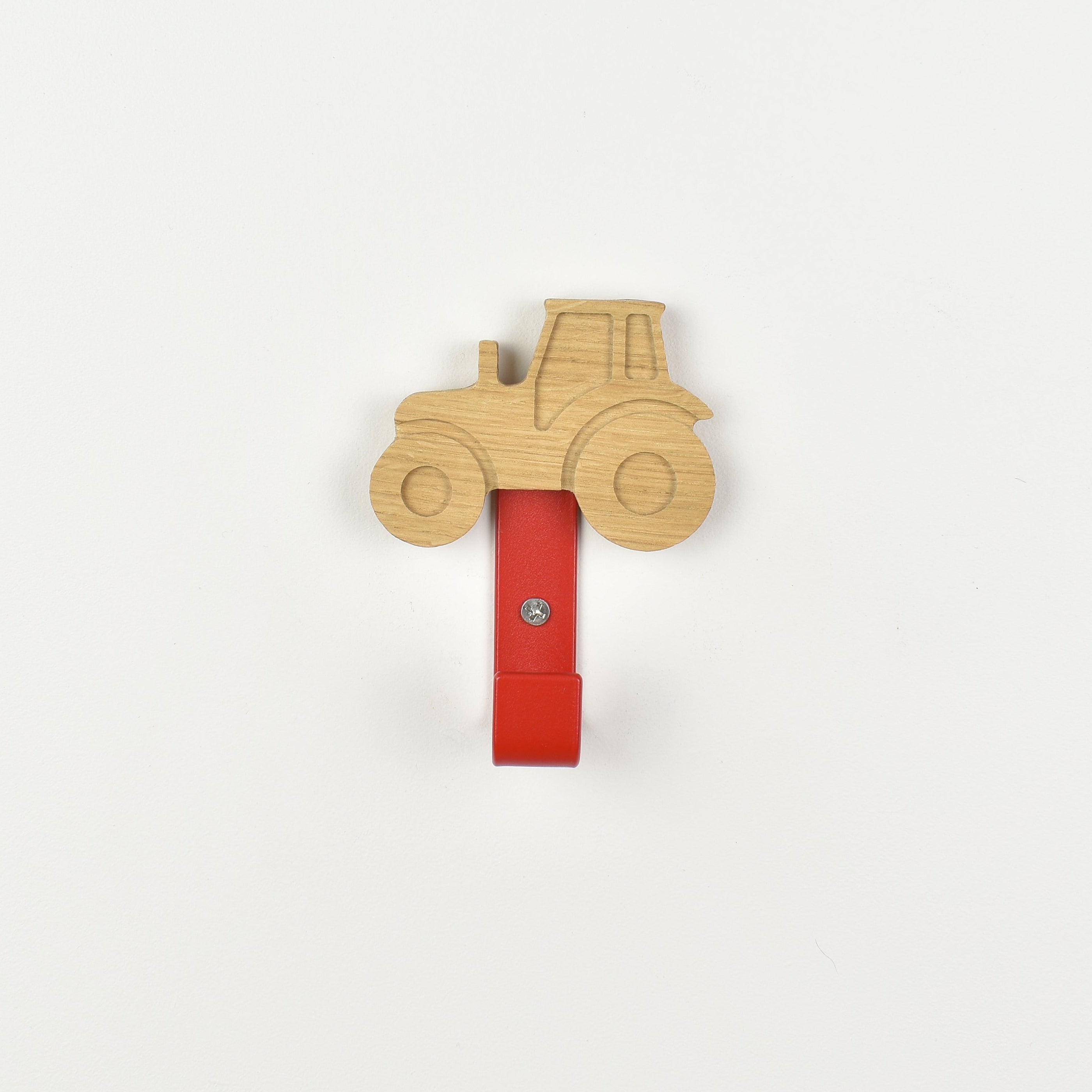 Tractor wall hook front view - wooden nursery hook for children's room