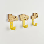 Construction wall hooks side angle - bulldozer dump truck tractor oak bedroom decor