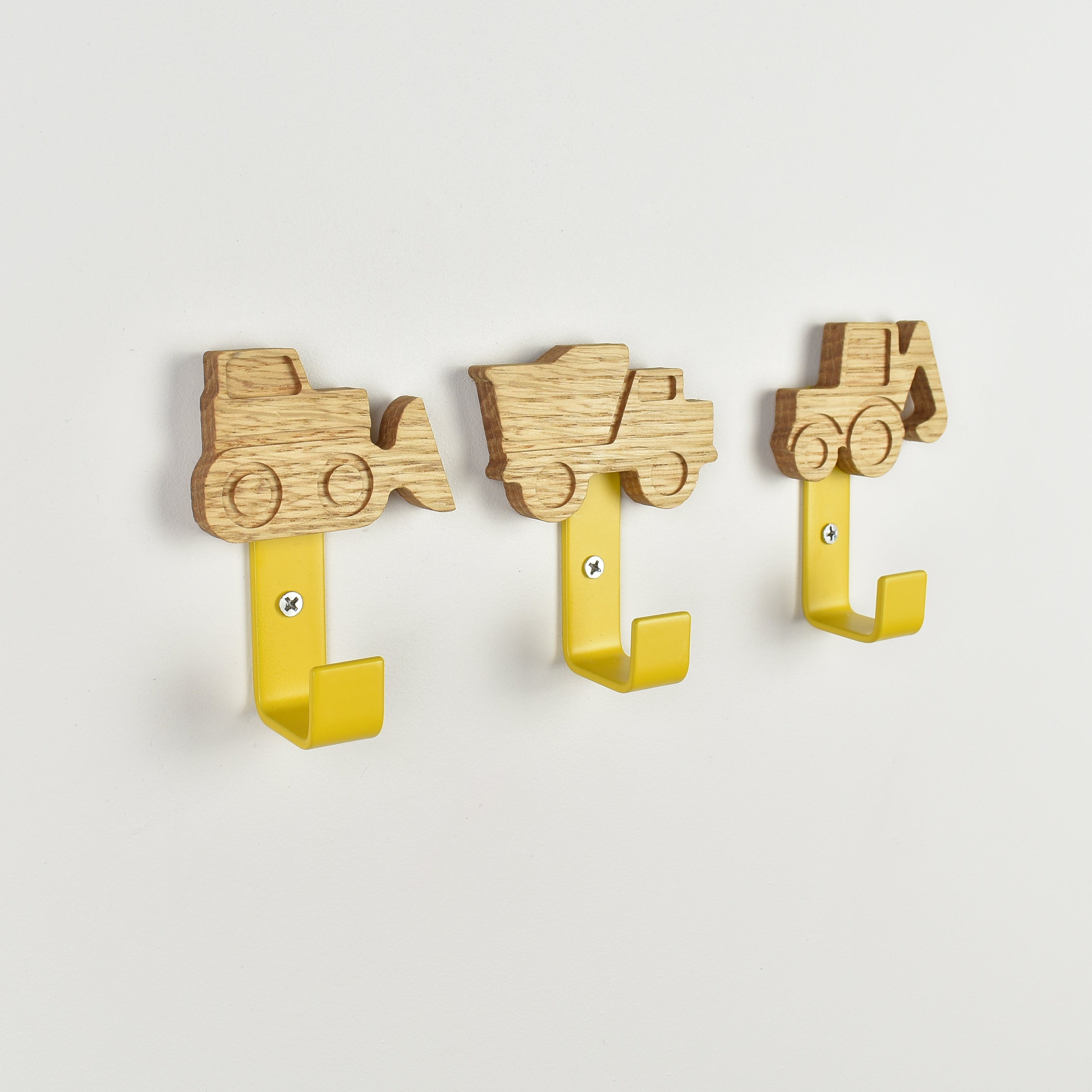 Construction wall hooks side angle - bulldozer dump truck tractor oak bedroom decor