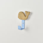 Whale wall hook front view - wooden ocean nursery hook for children's room