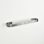 pewter metal towel rack on a white background - left view