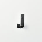 Black wall hook right side view - steel construction with black finish