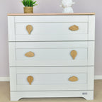 Adventure Awaits oak drawer handles front view- 2 designs hot air balloon cloud kids nursery decor