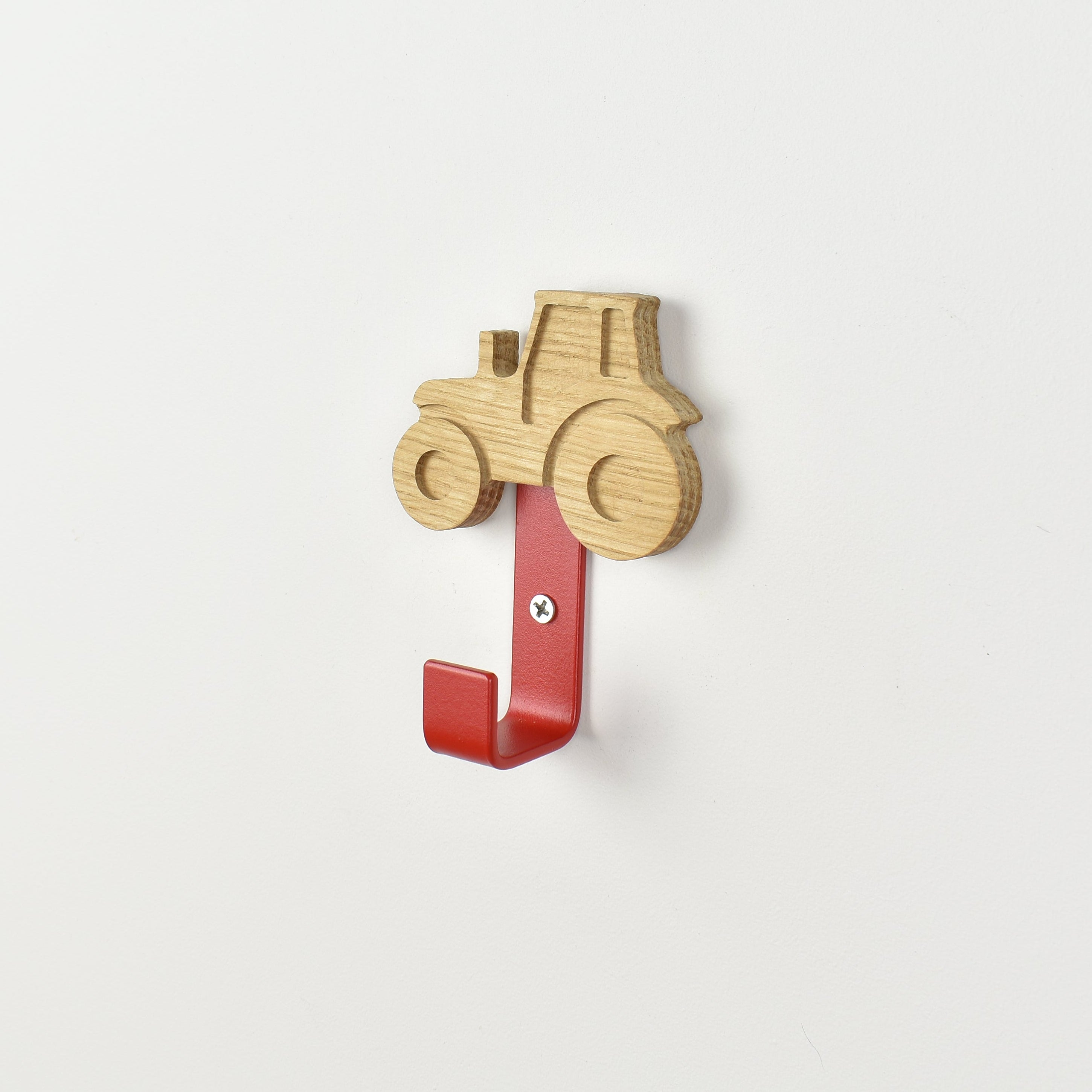 Tractor wall hook - handcrafted oak nursery decor for kids bedroom