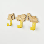 Construction vehicle wall hooks - excavator cement lorry crain oak nursery hooks for kids