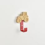 Tractor wall hook side angle - oak farmyard theme bedroom decor for kids