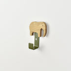 Elephant wall hook - handcrafted oak safari animal nursery decor for kids bedroom