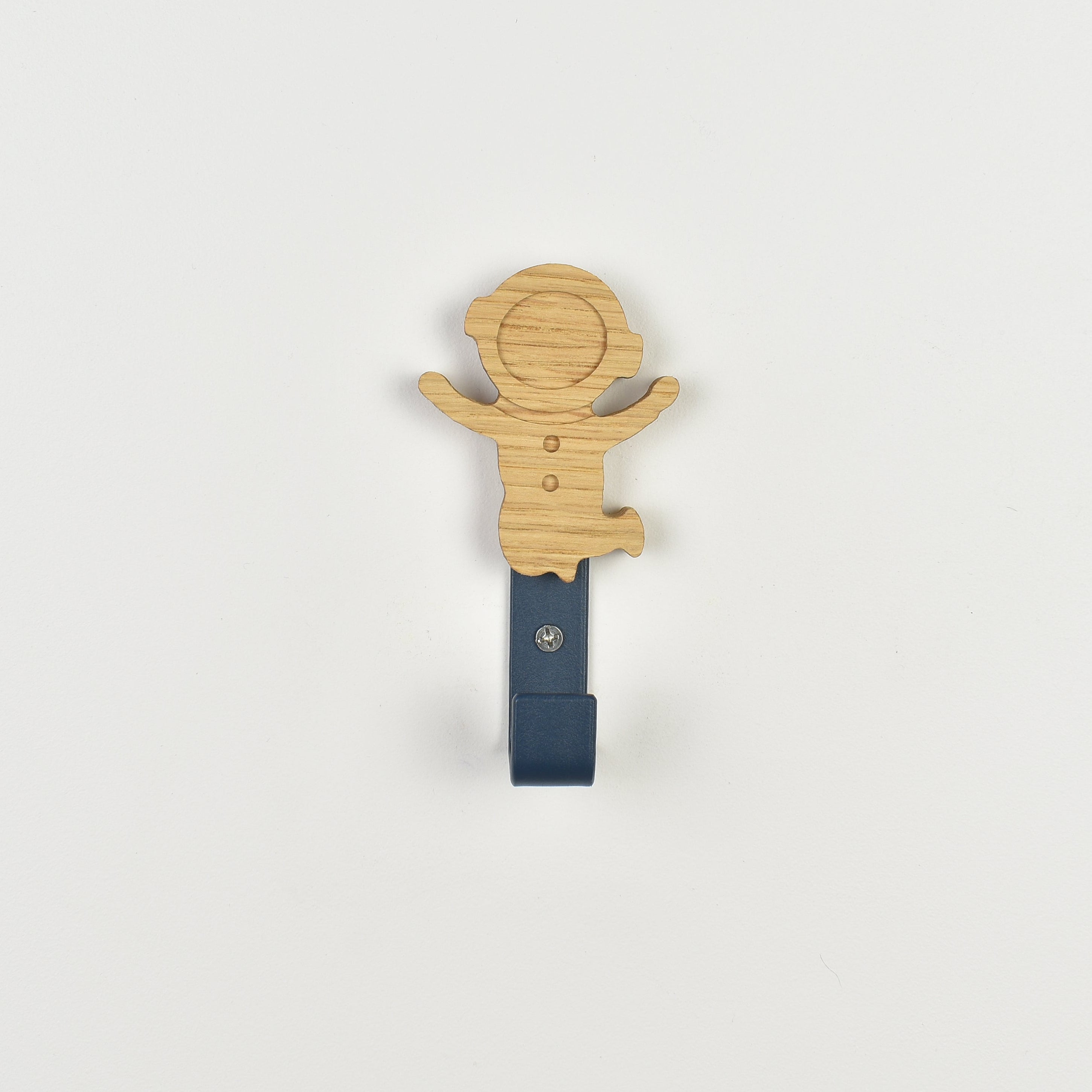 Astronaut wall hook front view - wooden space nursery hook for children's room