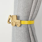 Construction curtain tieback right side view - Tractor oak tieback for kids