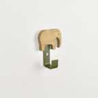 Elephant wall hook side angle - oak safari animal bedroom decor for kids