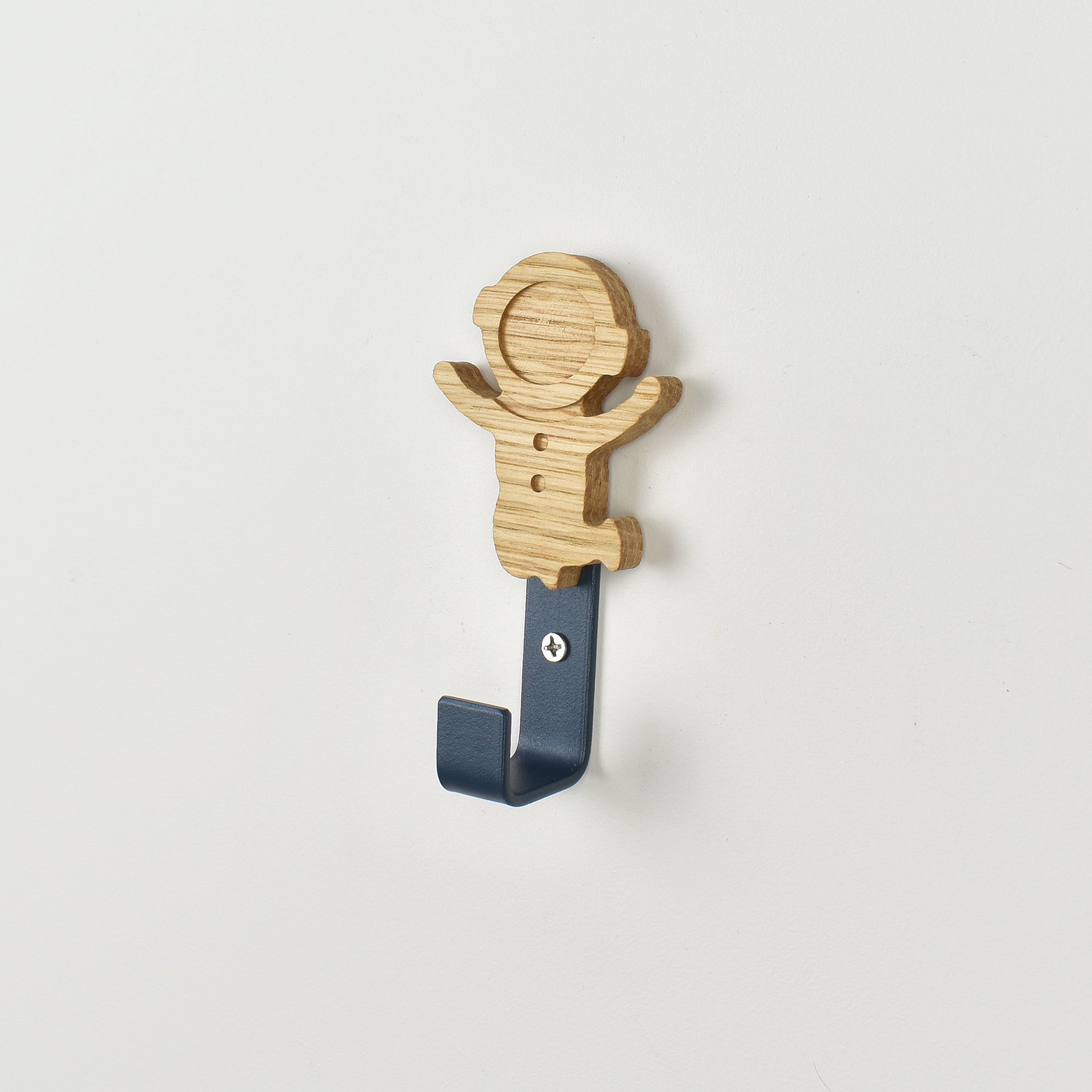 Astronaut wall hook - handcrafted oak space them nursery decor for kids bedroom