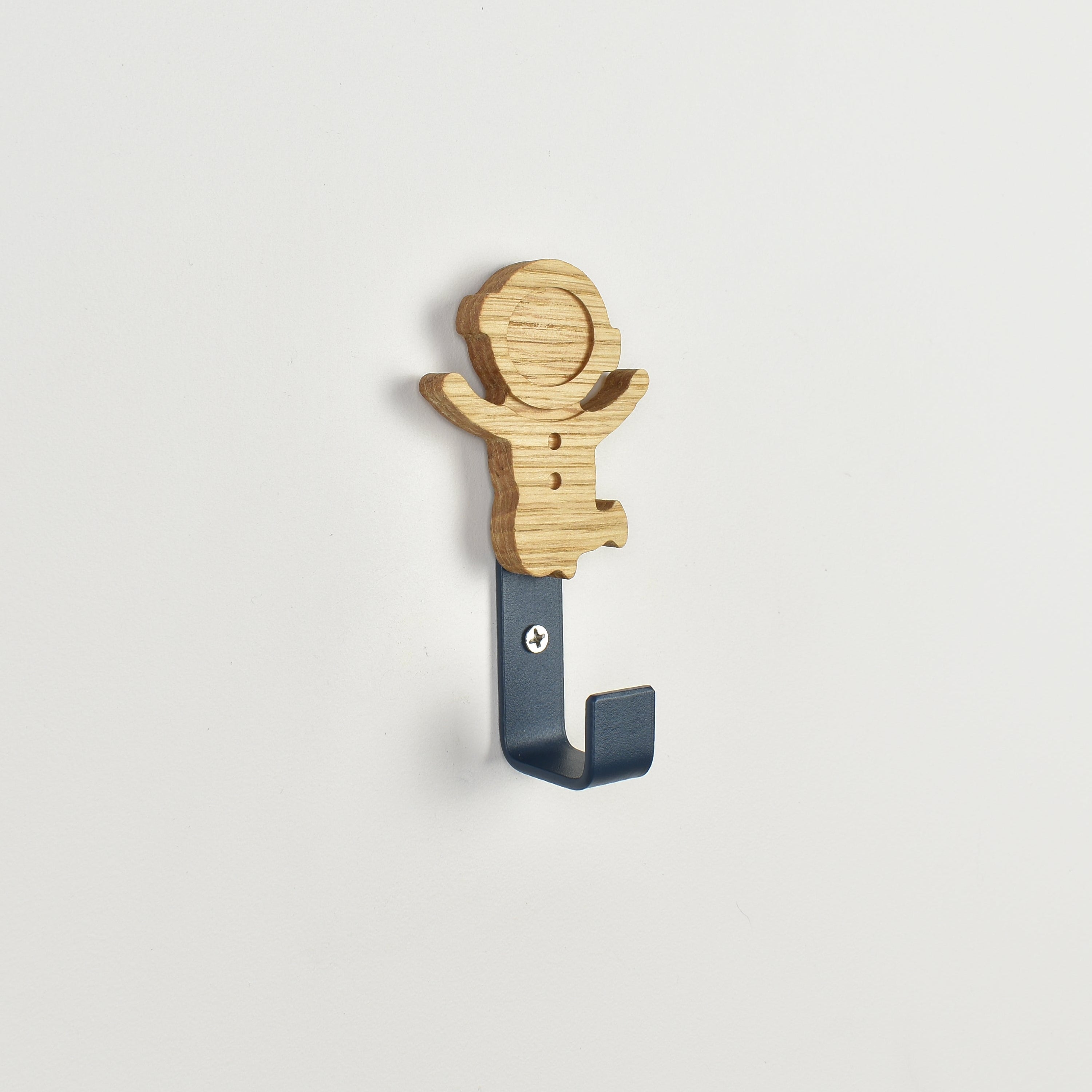Astronaut wall hook side angle - oak space theme bedroom decor for kids
