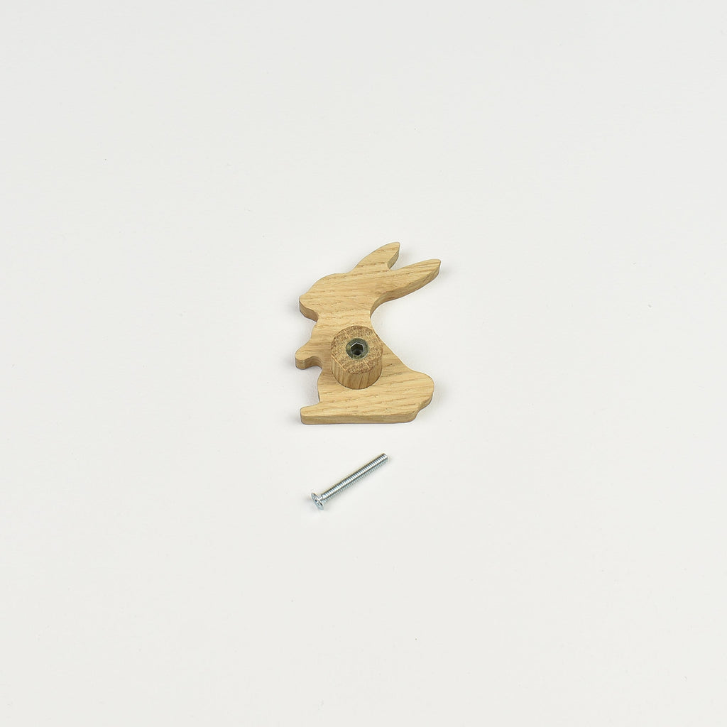 Woodland drawer knob back view - threaded insert and screw hardware installation detail