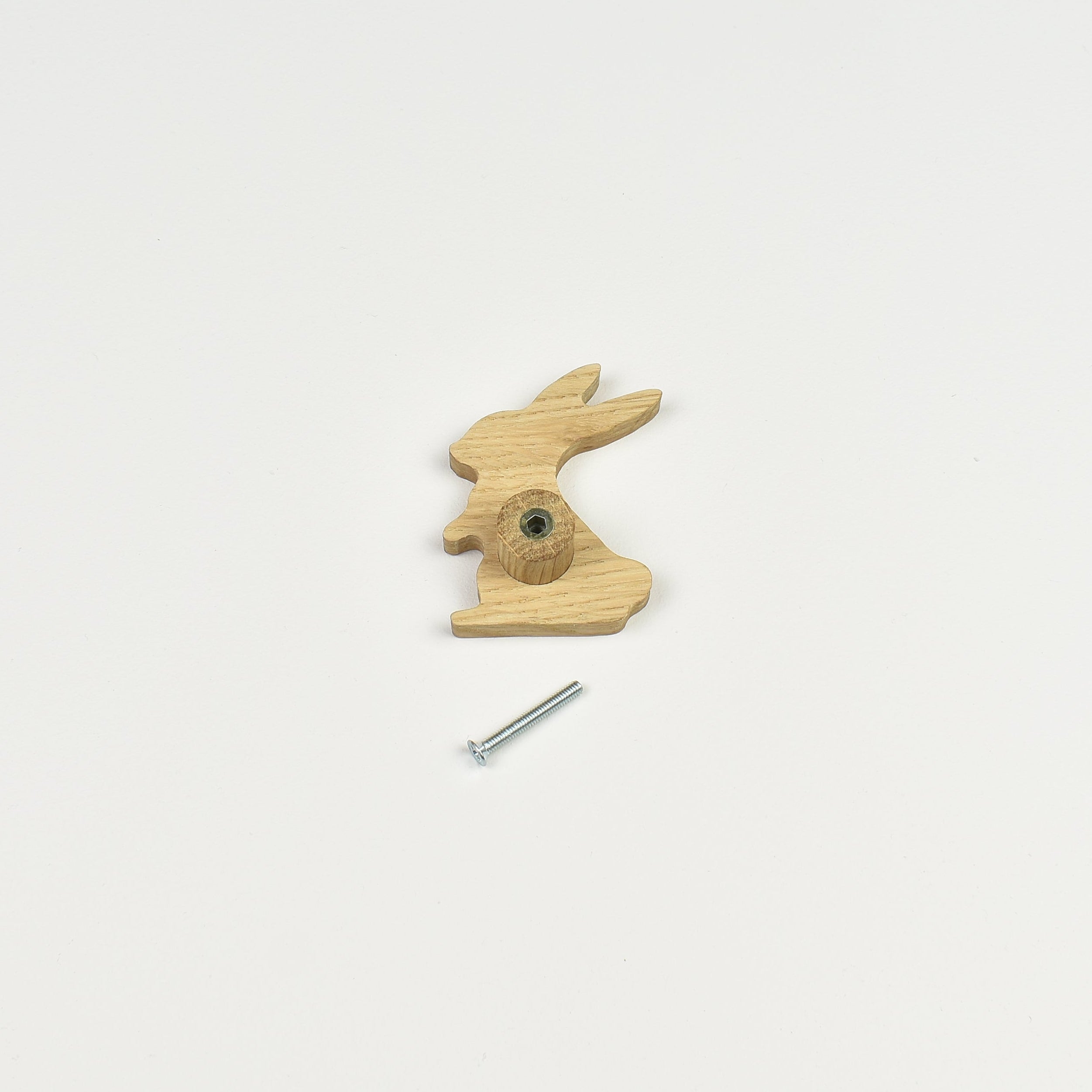 Woodland drawer knob back view - threaded insert and screw hardware installation detail