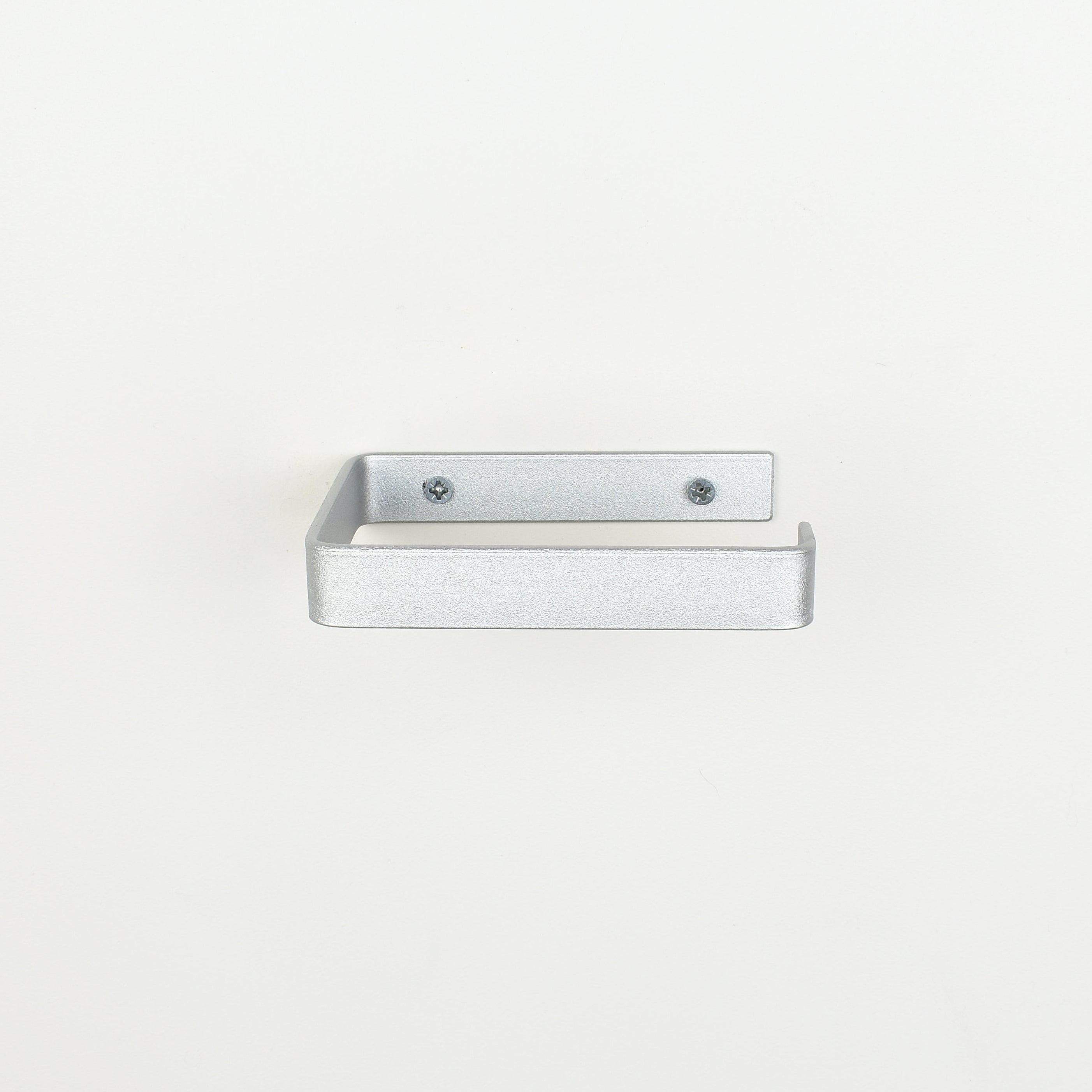 Metallic silver metal toilet roll holder  front view bathroom accessories 