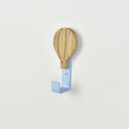 wall hook - handcrafted oak hot air balloon nursery decor for kids bedroom