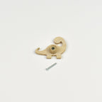 Dinosaur drawer knob back view - threaded insert and screw hardware installation detail