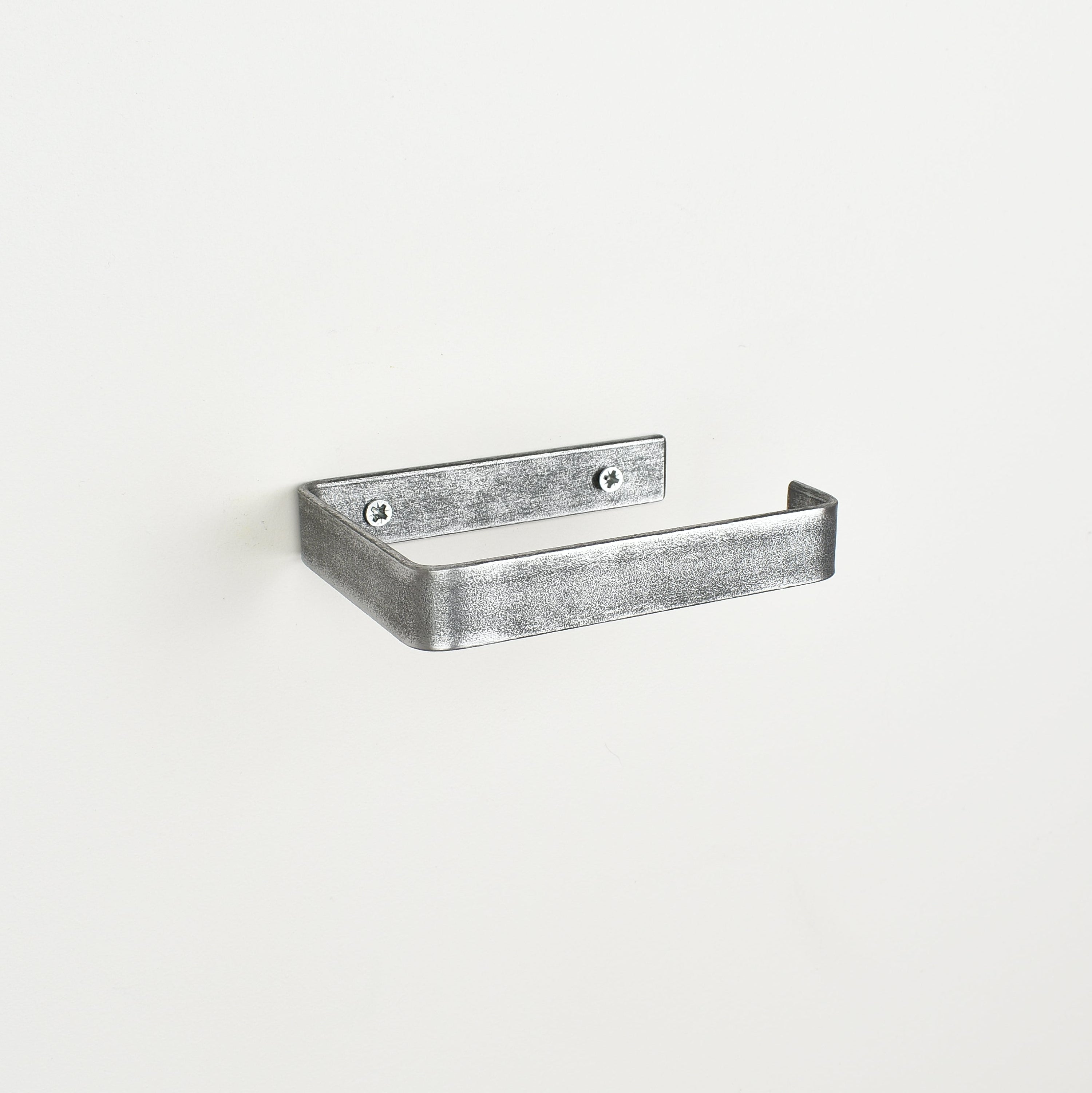 Pewter steel toilet roll holder showing fixing  left angle bathroom hardware