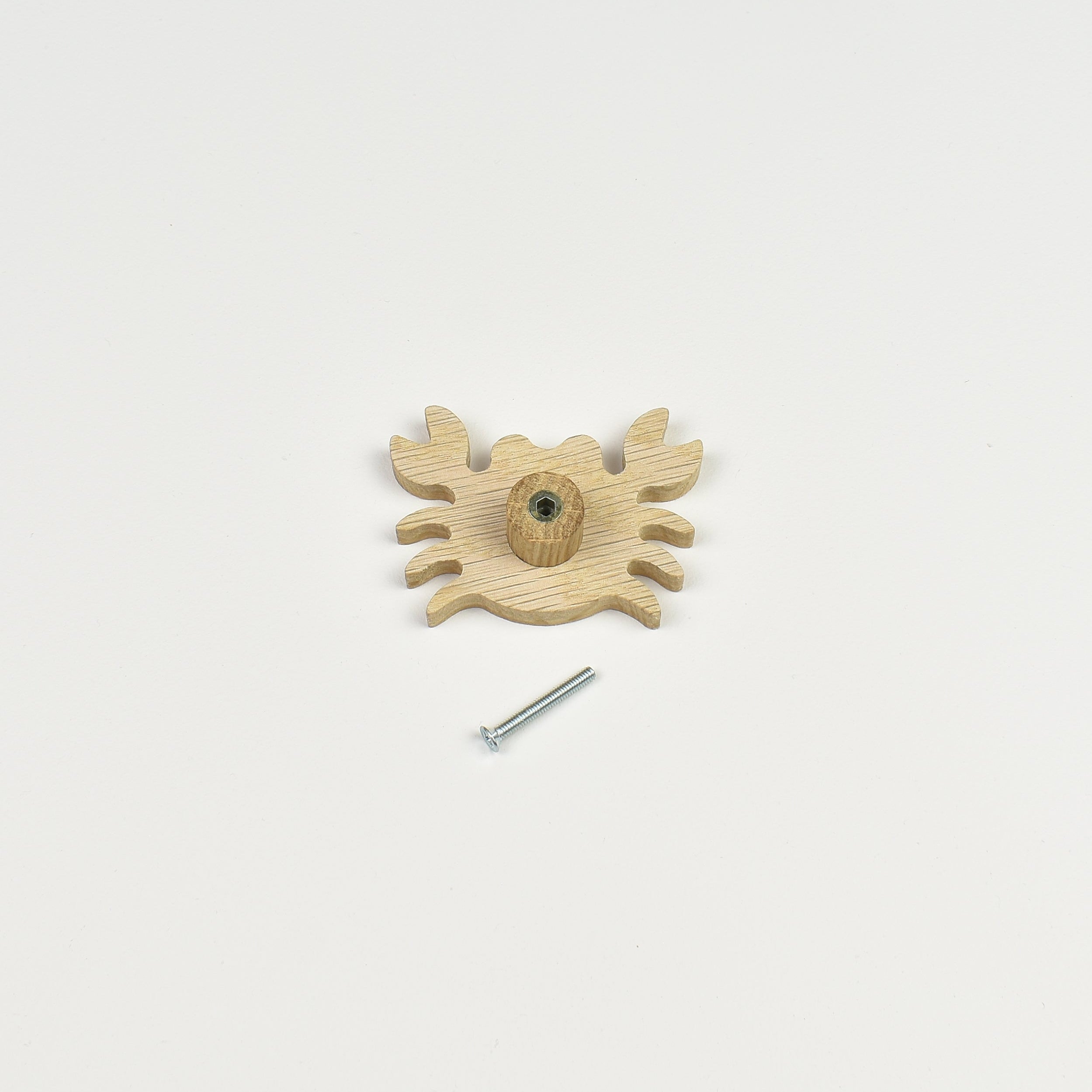 Ocean drawer knob back view - threaded insert and screw hardware installation detail