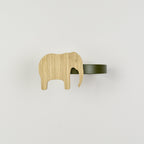 Safari animal curtain tieback front view - Elephant oak tieback for kids