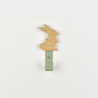 Rabbit wall hook front view - wooden woodland nursery hook for children's room