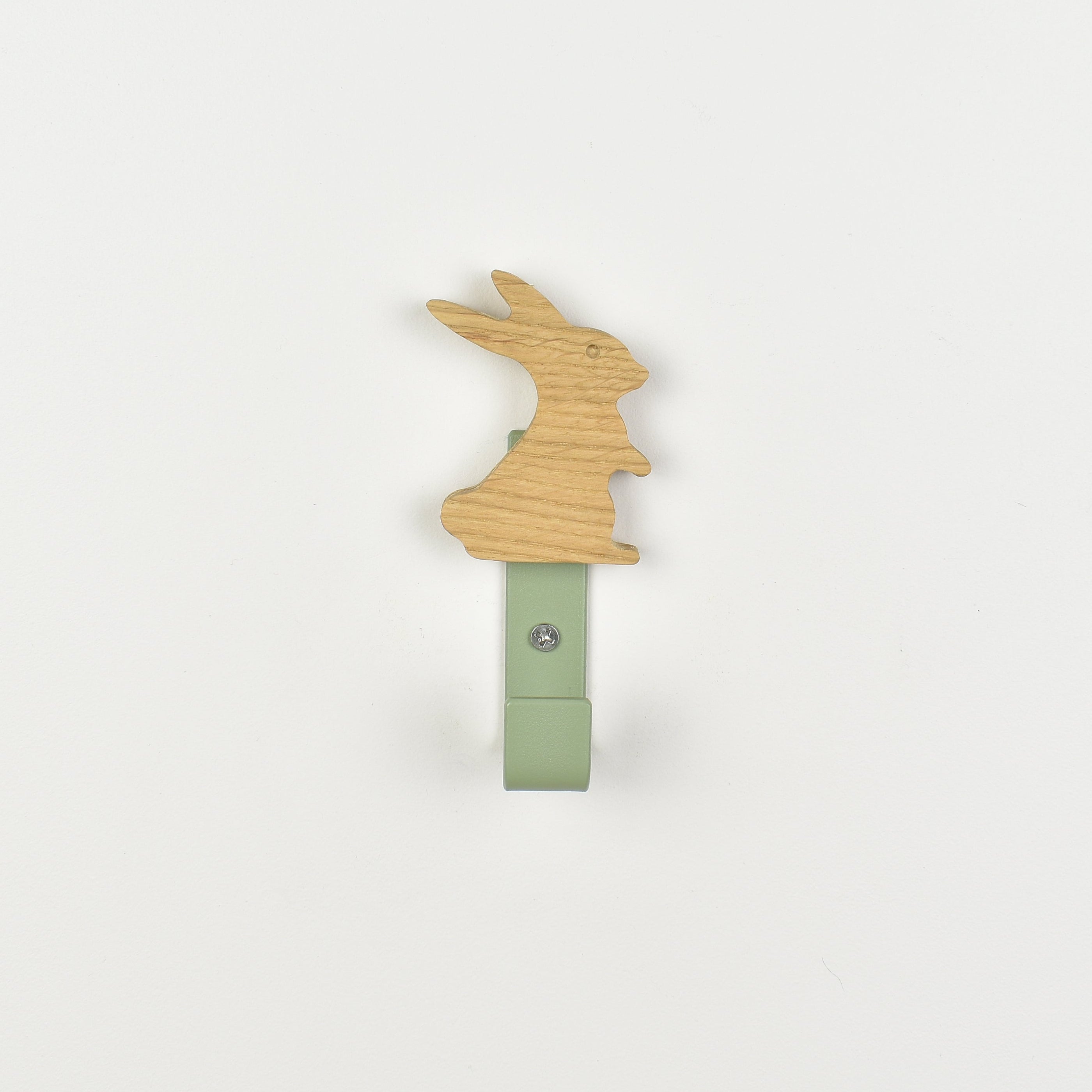 Rabbit wall hook front view - wooden woodland nursery hook for children's room