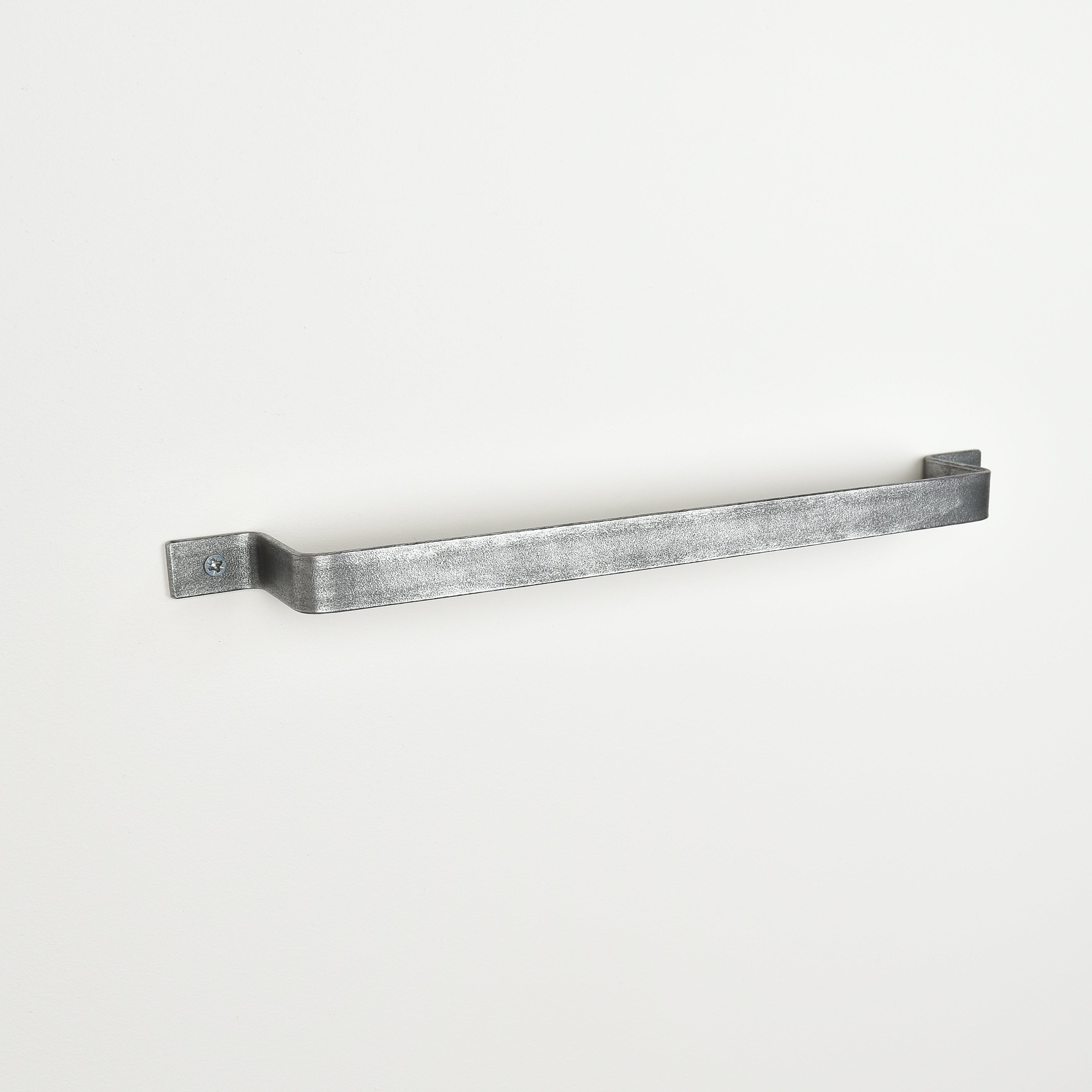 Pewter towel rail side view - made from steel for kitchen and bathrooms