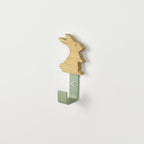 Rabbit wall hook - handcrafted oak woodland animal nursery decor for kids bedroom