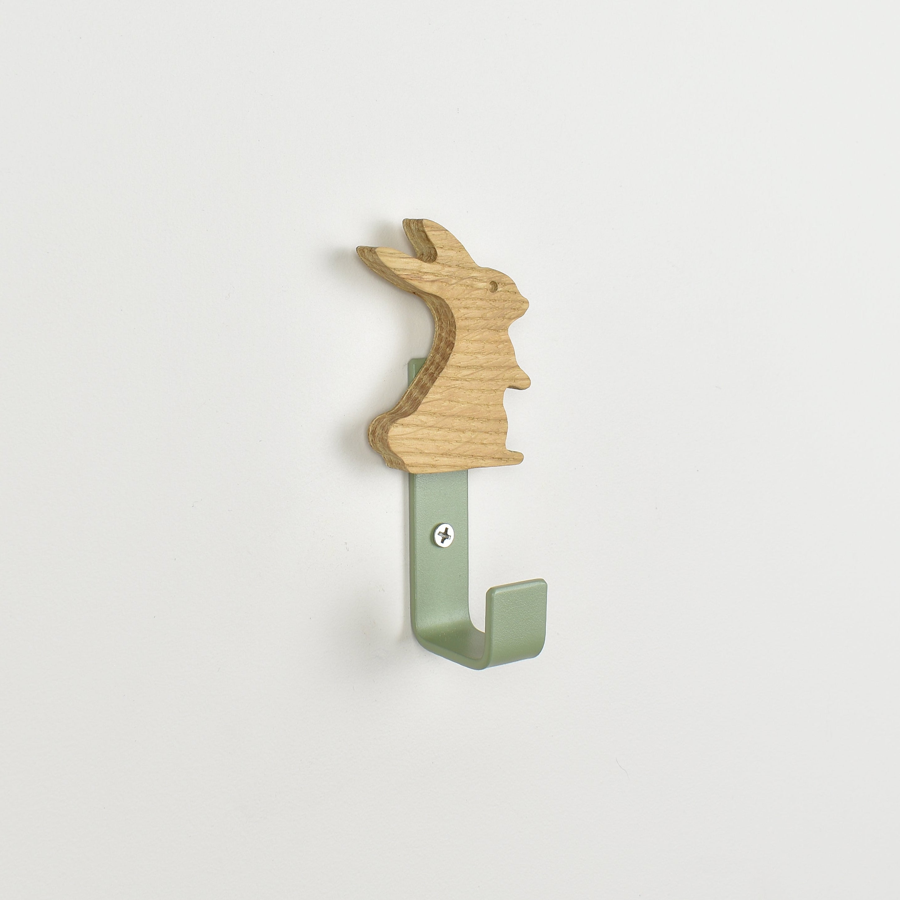 Rabbit wall hook side angle - oak woodland animal bedroom decor for kids